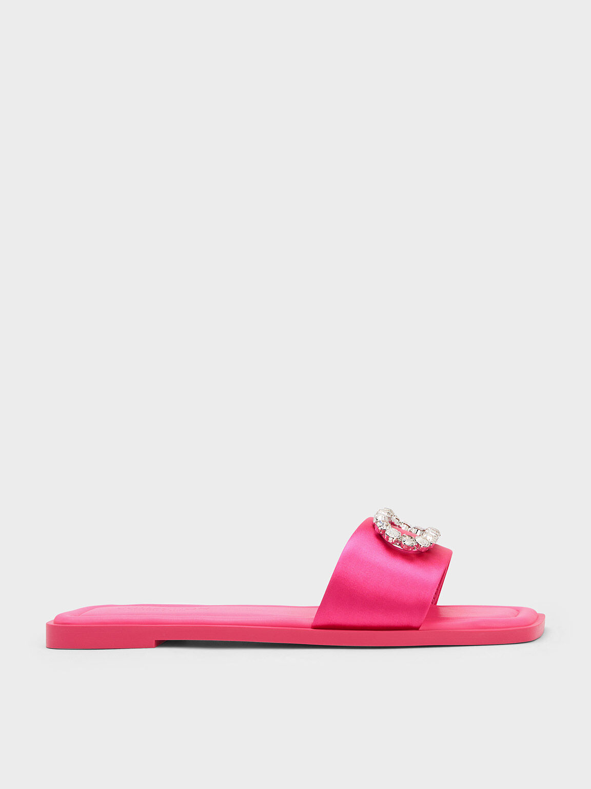 Gem-Embellished Recycled Polyester Slides, Pink, hi-res