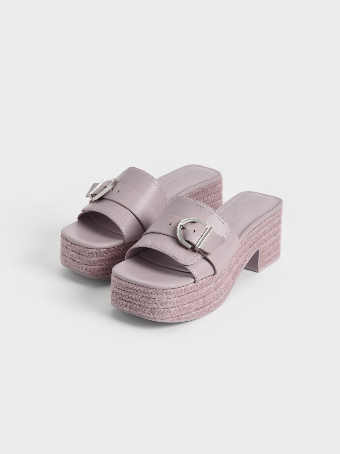 Buckled Platform Espadrilles, Lilac, hi-res