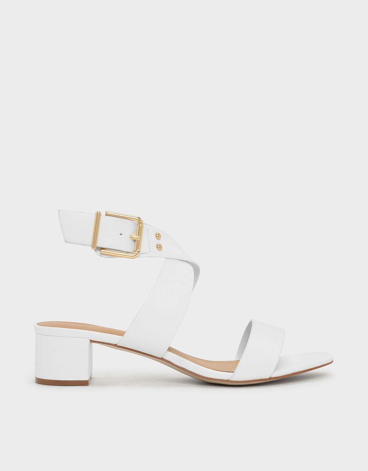 white thick strap heels