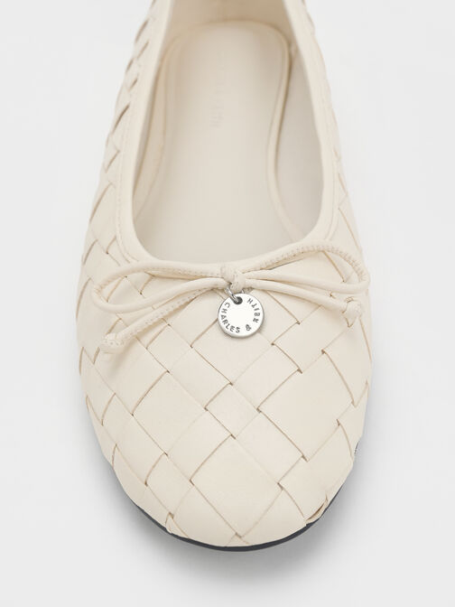 Ivette Woven Bow Ballet Flats, Chalk, hi-res