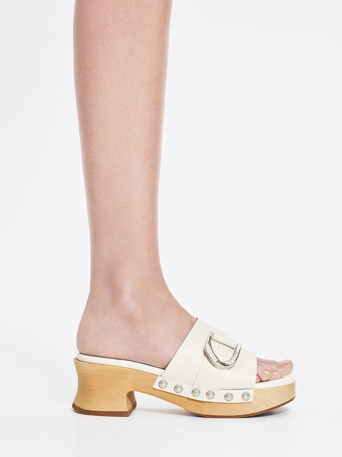 White leather top clogs