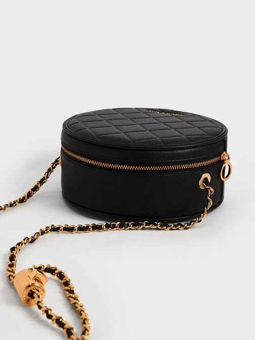 Kwan Quilted Circle Bag, Black, hi-res