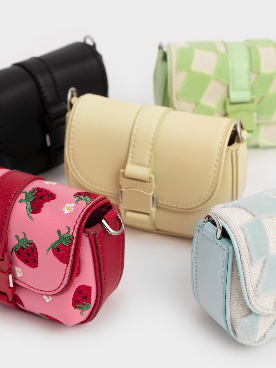 Pink Zetta Belt Buckle Strawberry-Print Mini Bag - CHARLES