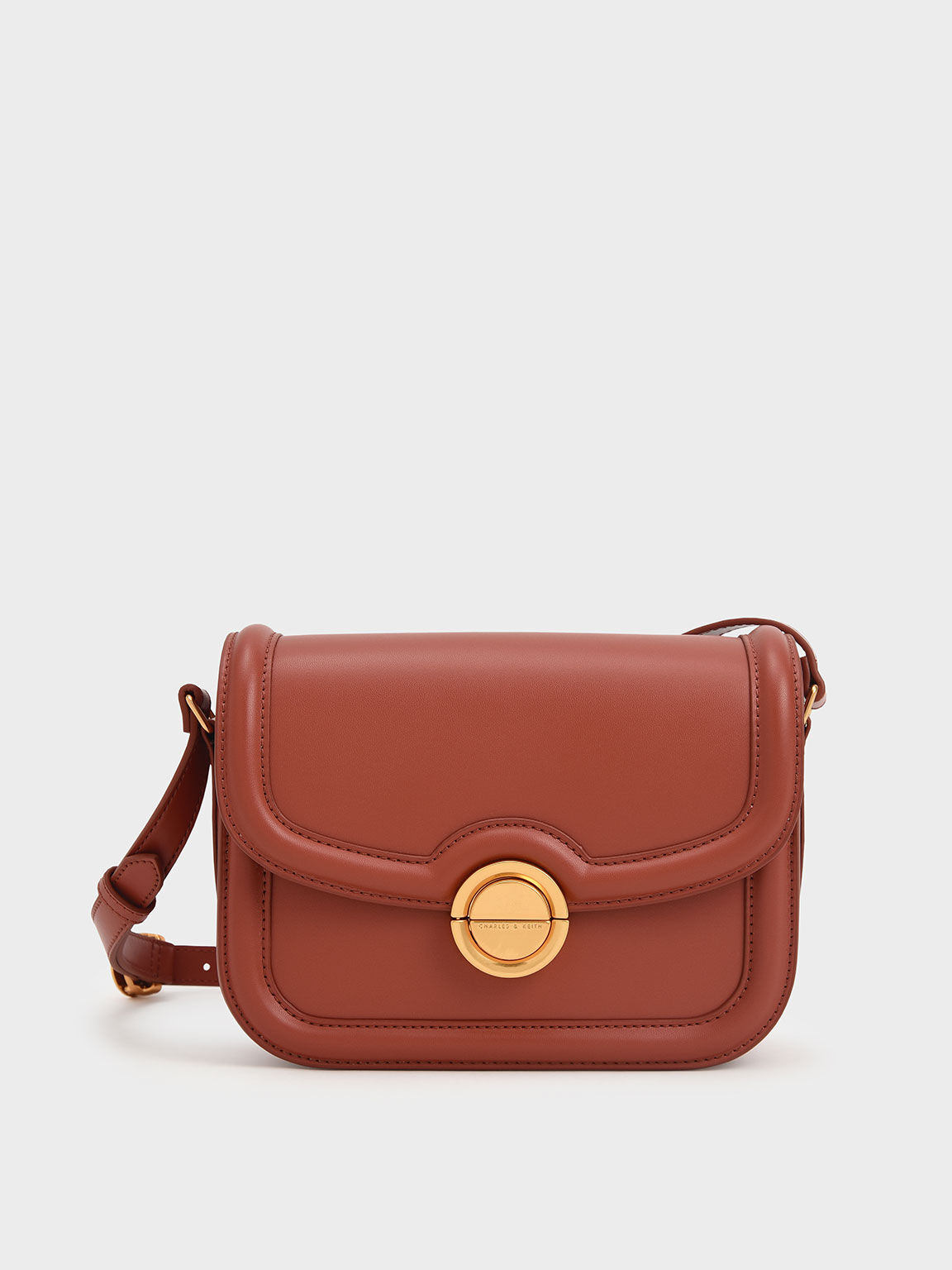 Brick Ember PushLock Crossbody Bag CHARLES & KEITH KH