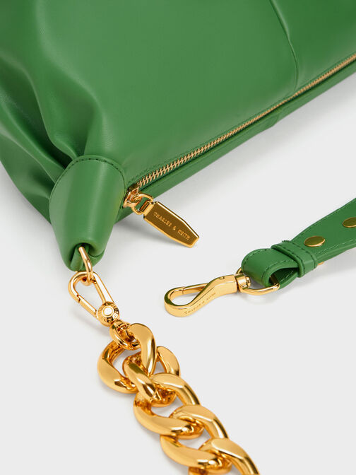 Daki Chain Handle Hobo Bag, Green, hi-res