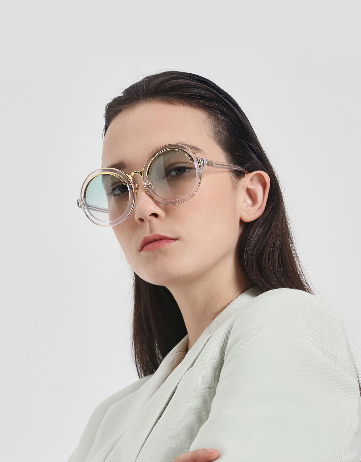 Round sunglasses white frame Clearance