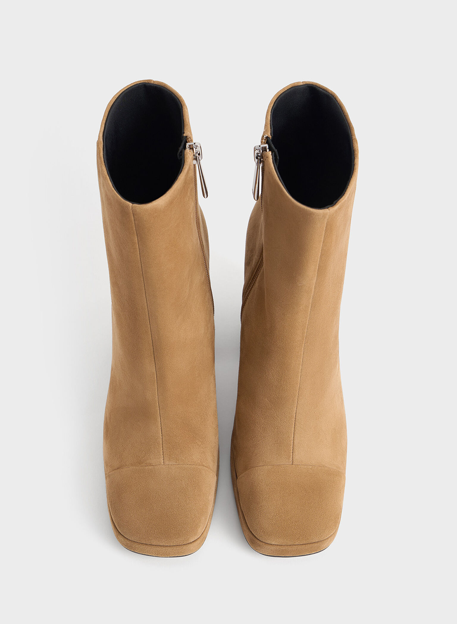 Botines Jyll de ante con tacón escultural, Caramelo, hi-res