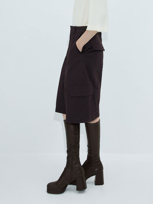 Evie Platform Block-Heel Knee-High Boots, Dark Brown, hi-res