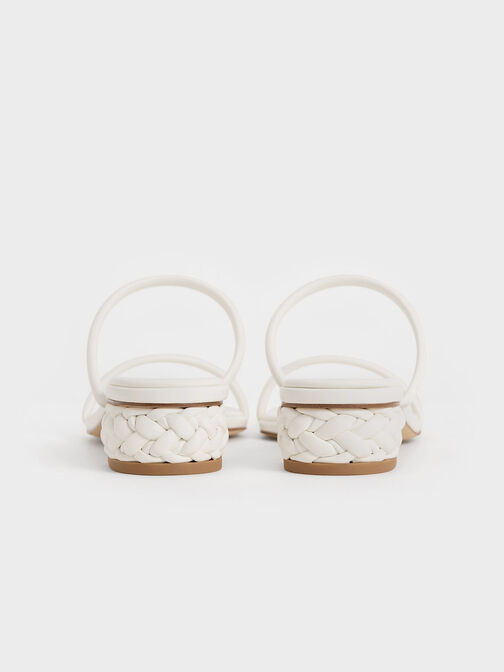 Double-Strap Braided-Heel Mules, White, hi-res