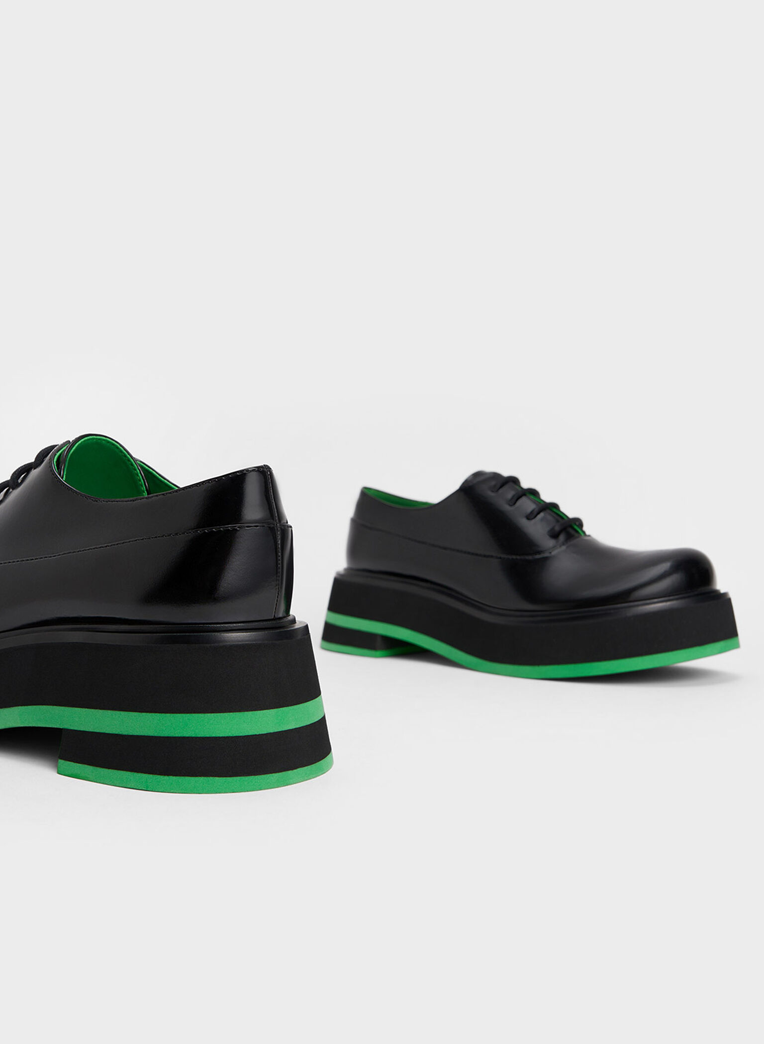 Striped Platform Oxfords, Black, hi-res