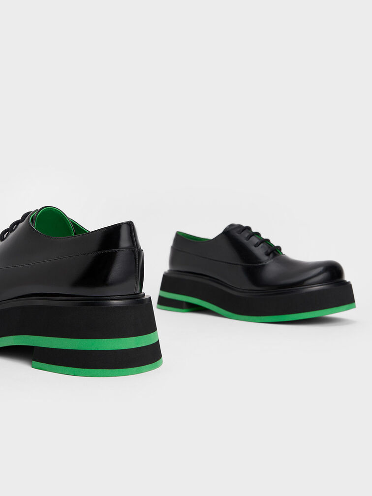 Striped Platform Oxfords, Black, hi-res