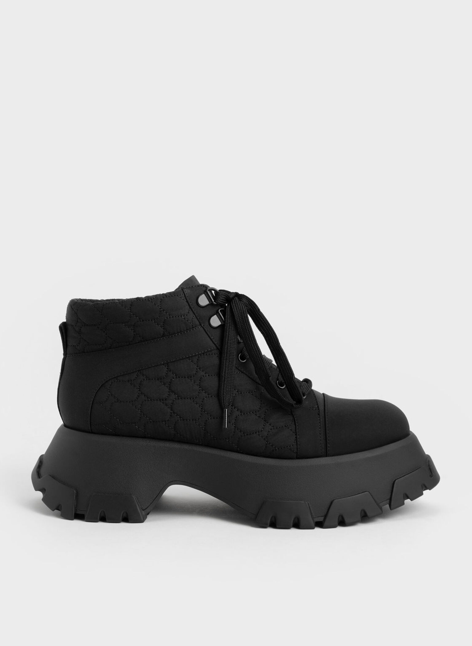 Recycled Polyester High-Top Sneakers, Black, hi-res
