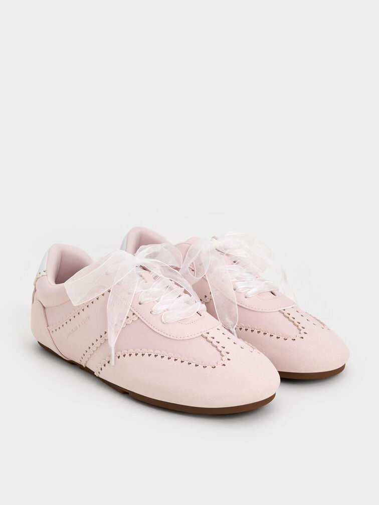 Zapatillas deportivas Cece con adornos de encaje de corazón, Rosa pálido, hi-res
