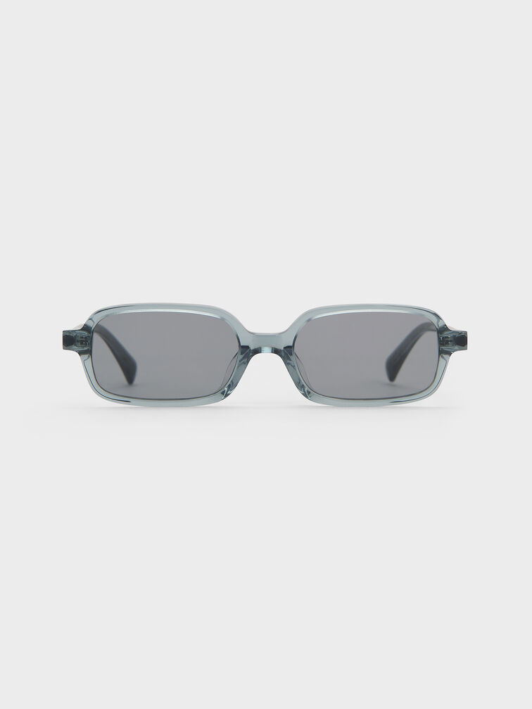 Bree Recycled Acetate Rectangular Sunglasses, Teal, hi-res