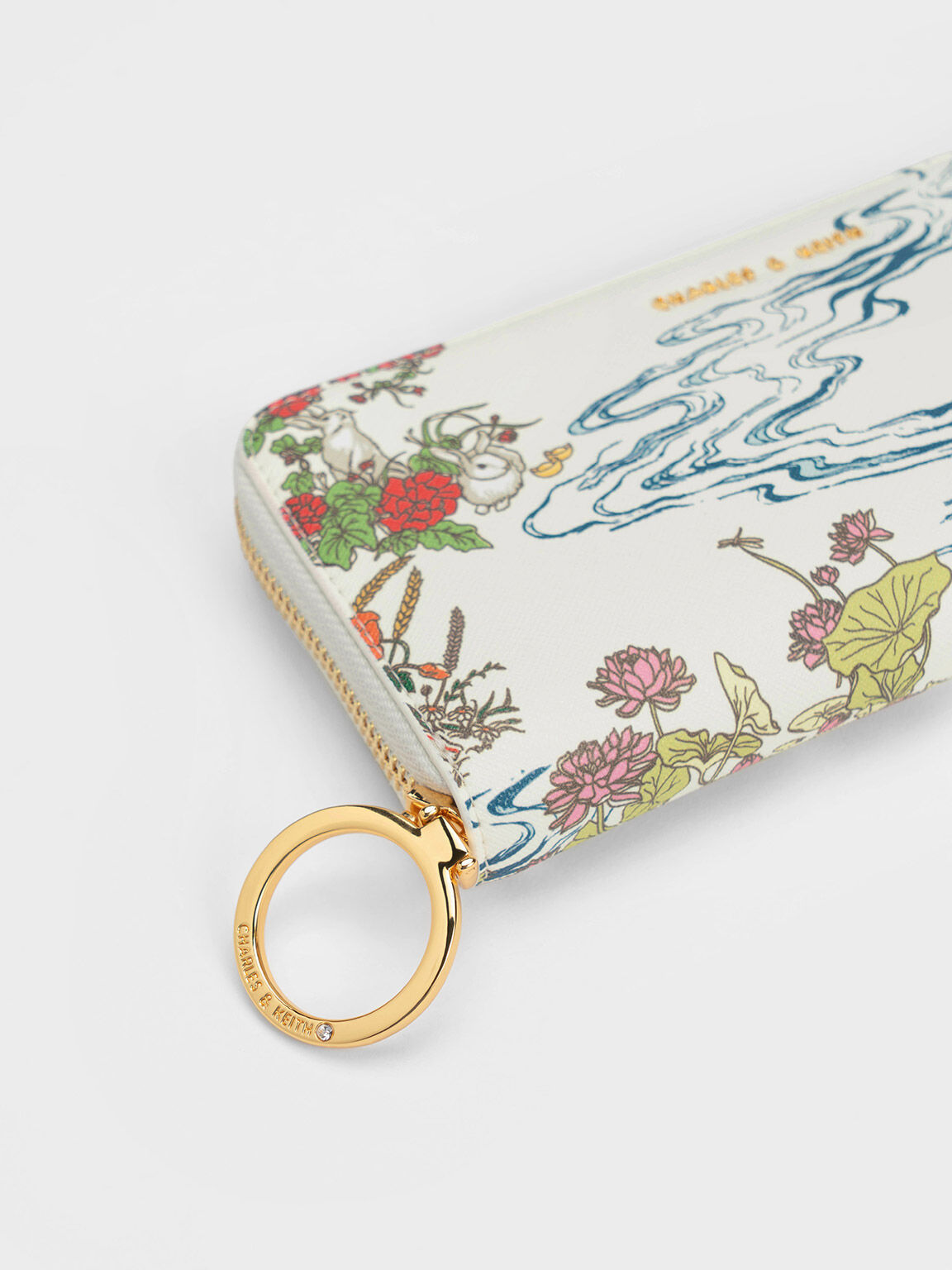 Rabbit Illustrated Long Wallet, Cream, hi-res