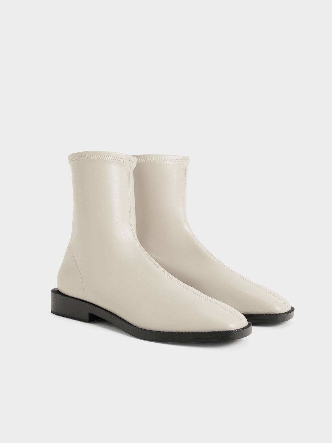Square Toe Zip-Up Ankle Boots, Blanco tiza, hi-res