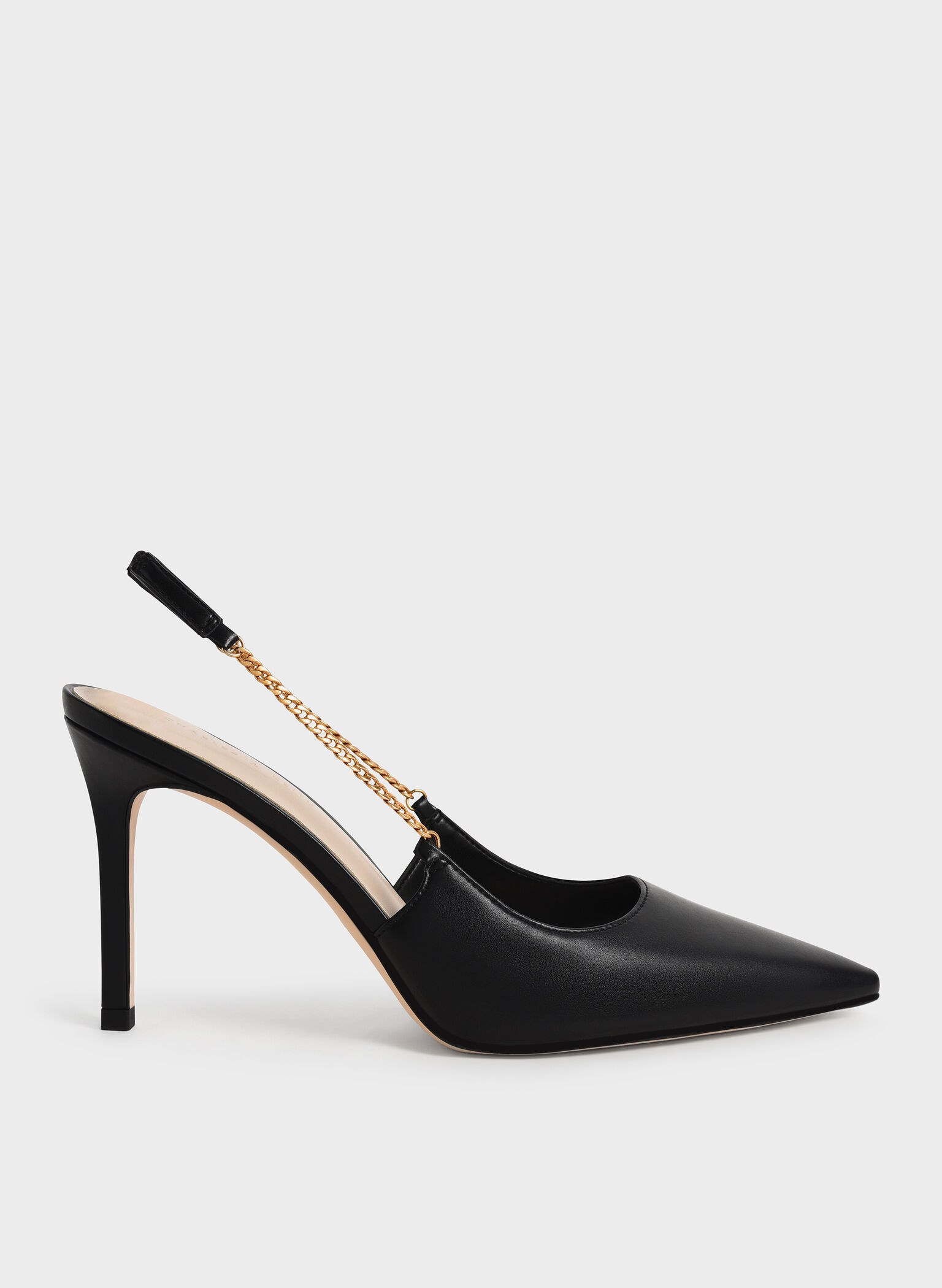 Black Chain-Link Slingback Stiletto Pumps - CHARLES & KEITH US