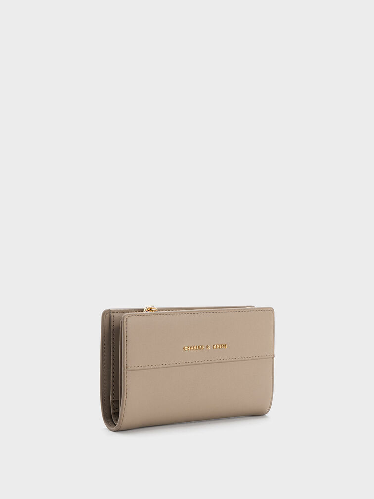 Top-Zip Short Wallet, Taupe, hi-res