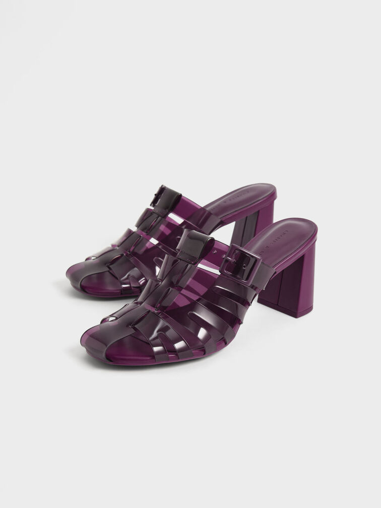 Madison See-Through Caged Mules, Purple, hi-res