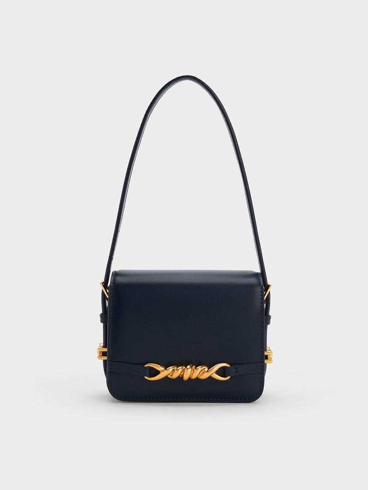 Mini Henrietta Shoulder Bag, Navy, hi-res