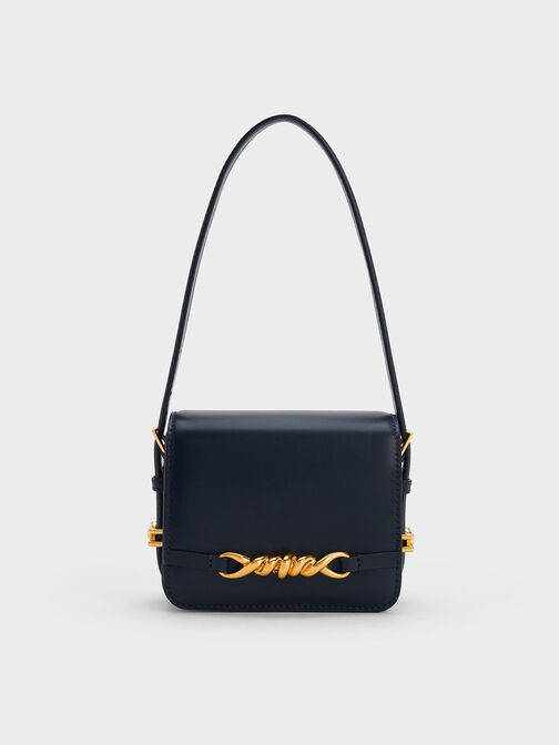 Mini Henrietta Shoulder Bag, Navy, hi-res