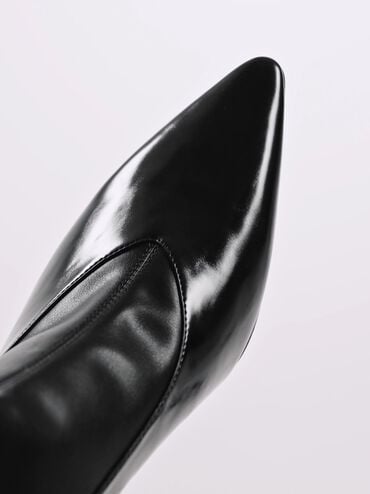Pointed-Toe Back-Zip Stiletto-Heel Ankle Boots, Black Box, hi-res