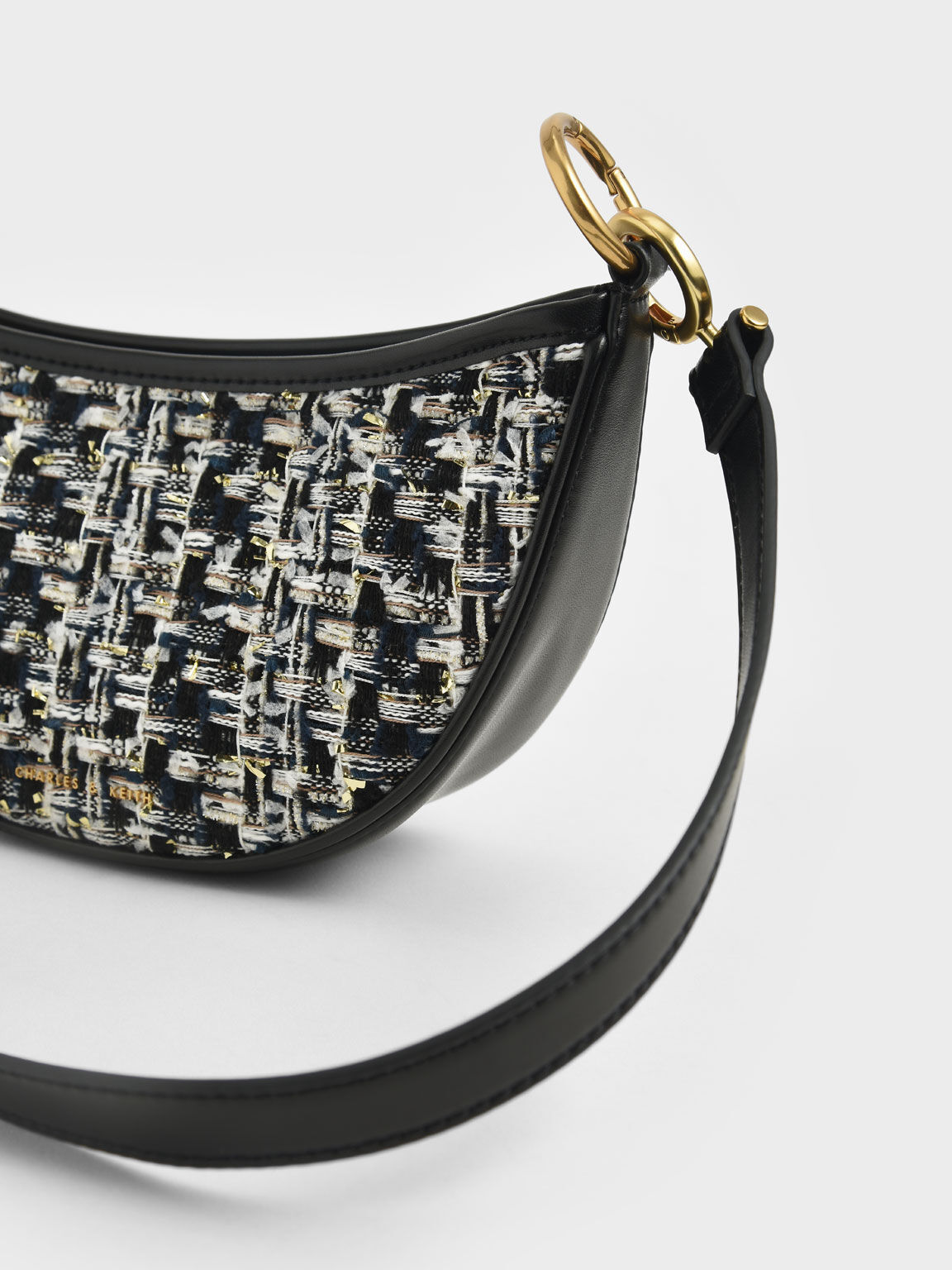 Dancer Tweed Crescent Crossbody Bag, Navy, hi-res