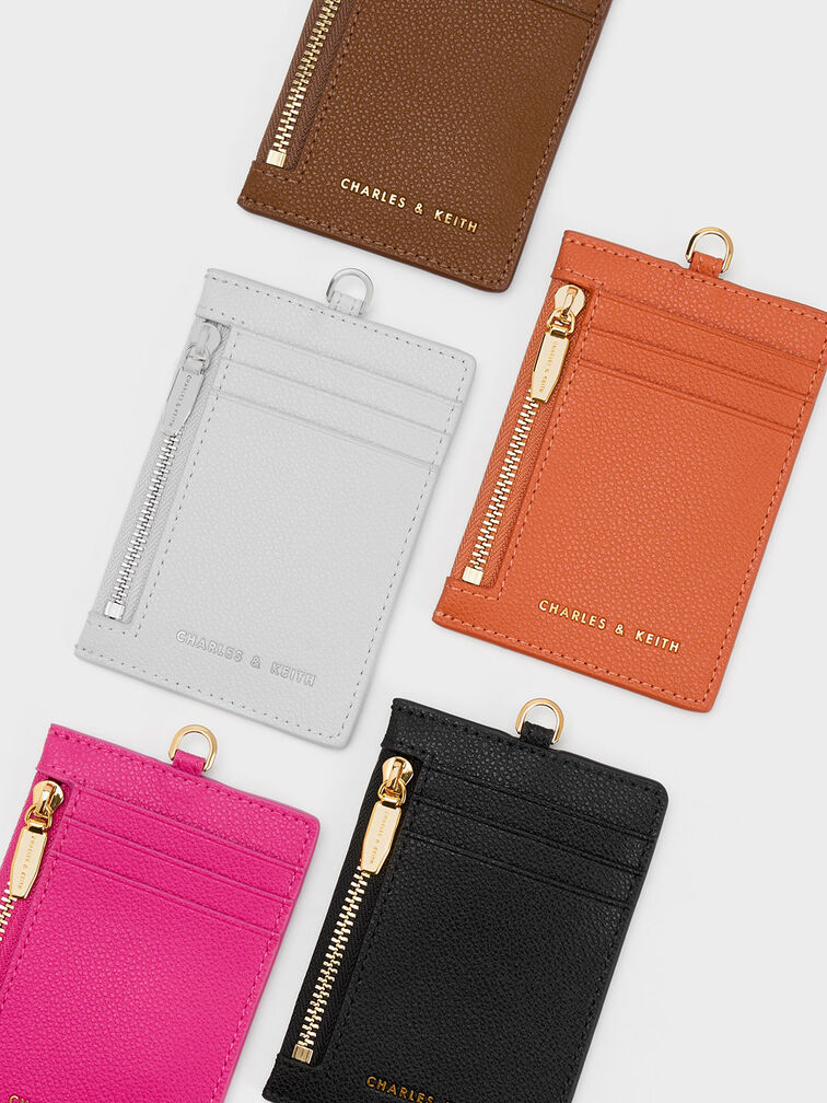 Side Zip Card Holder, Chocolate, hi-res