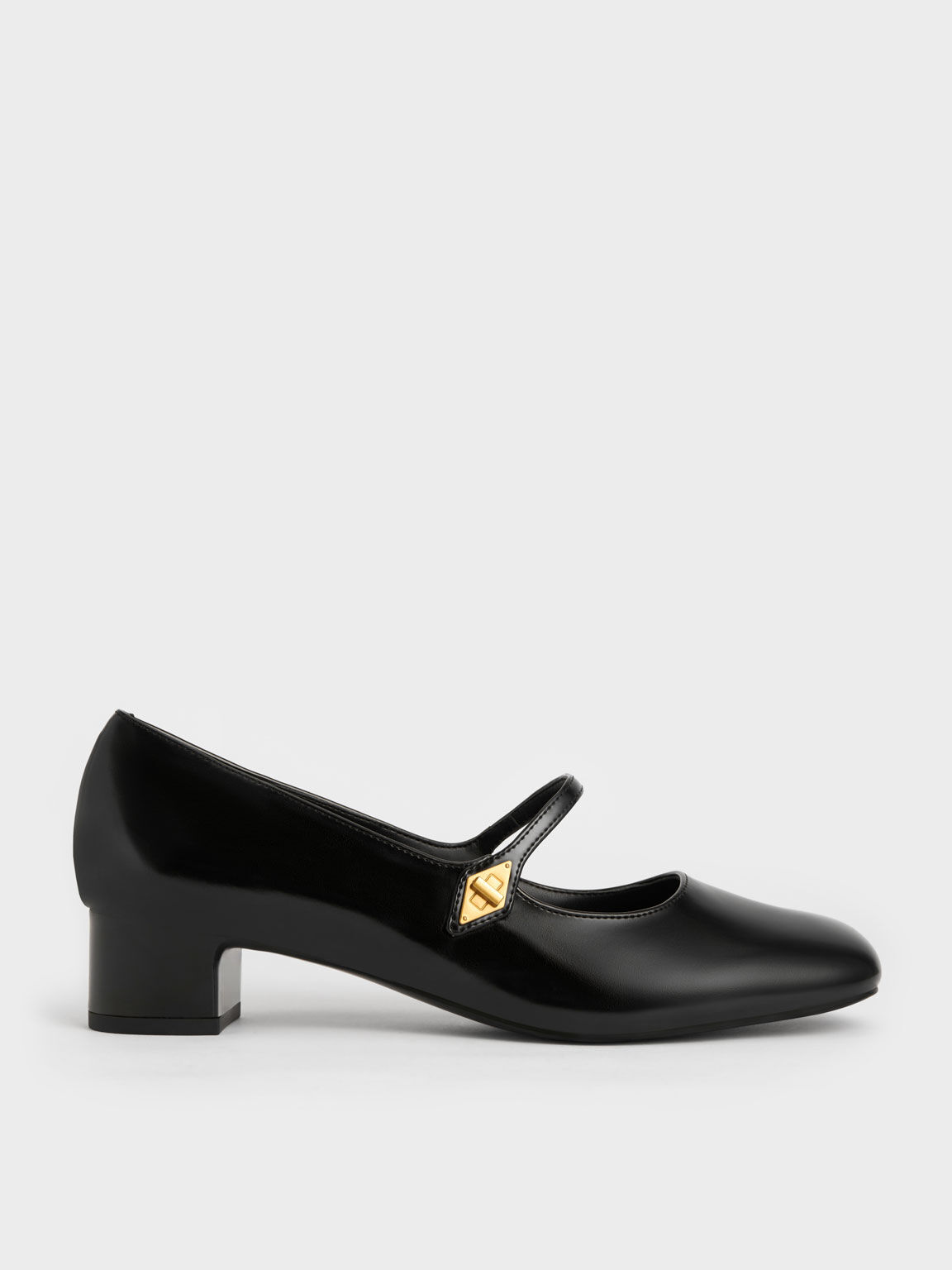 菱釦古典瑪莉珍鞋, 黑色, hi-res