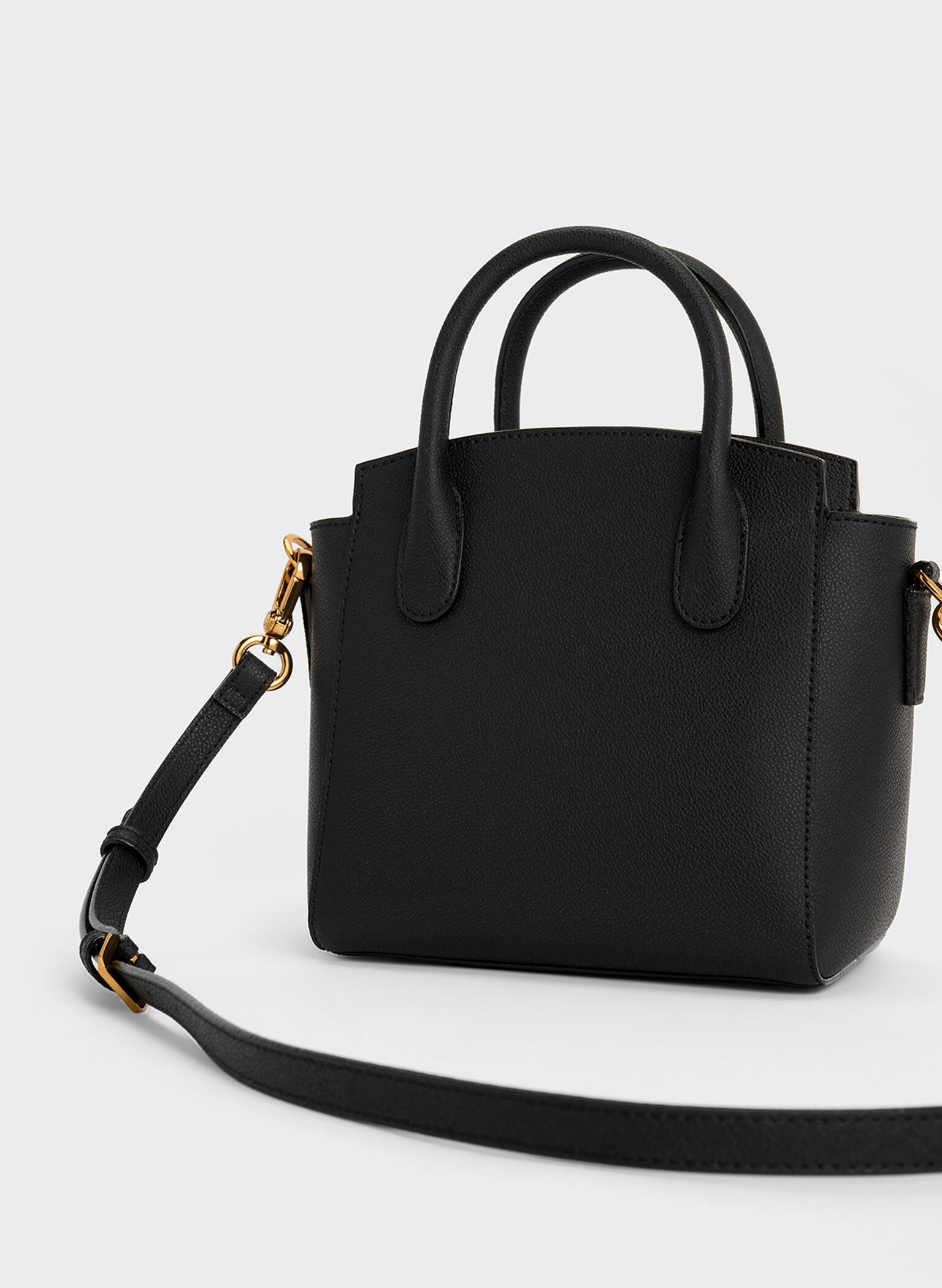 Black Classic Double Top Handle Bag - CHARLES & KEITH MY