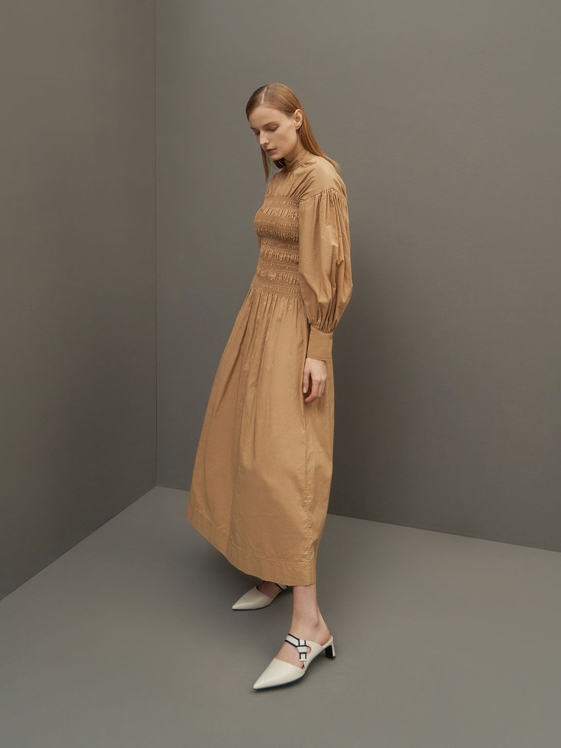 Knotted Fabric Strap Pointed Mules, Chalk, hi-res