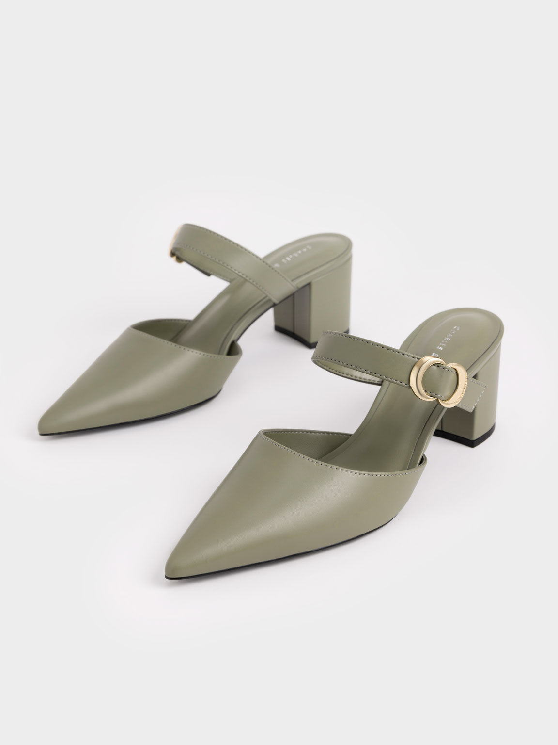 Metallic Accent Mule Pumps, Sage Green, hi-res