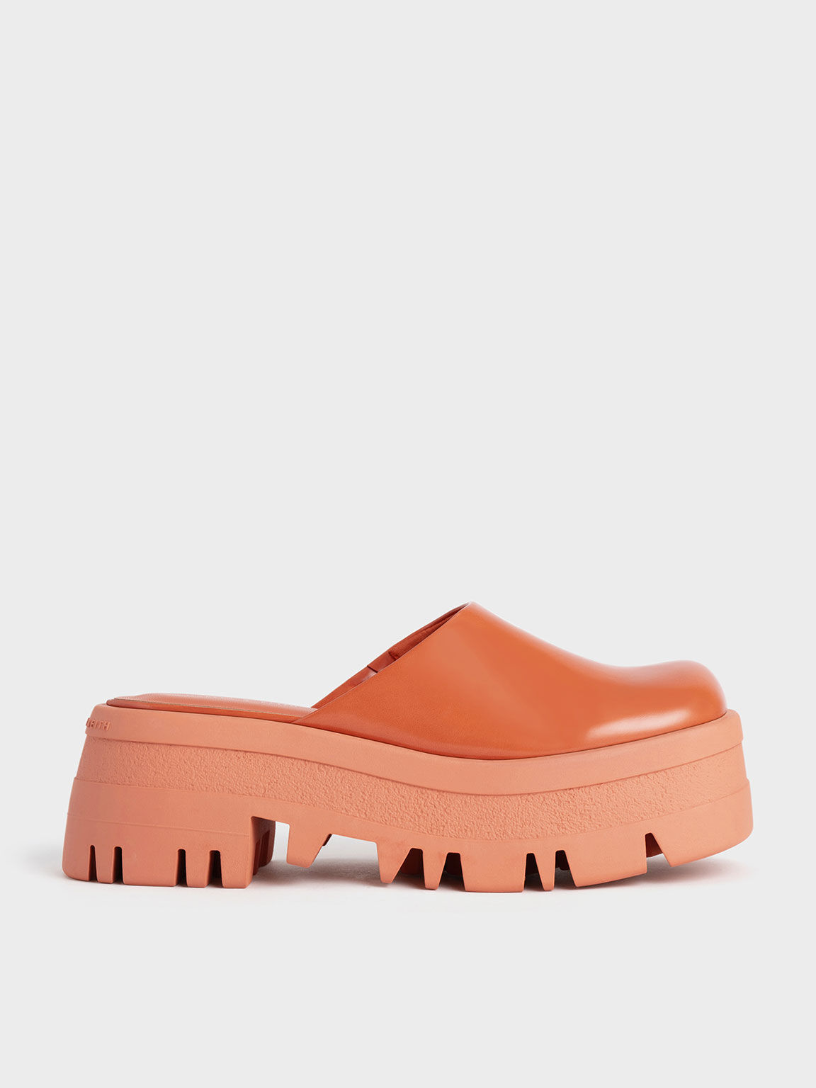 Rainier Platform Round-Toe Mules, Orange, hi-res