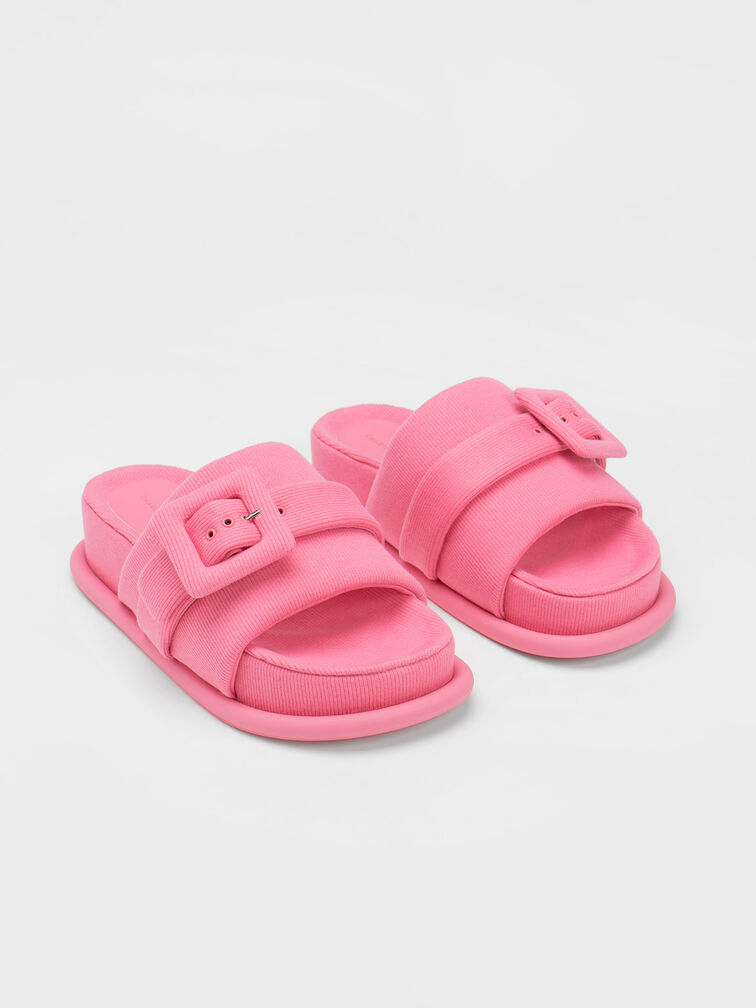 Pink Sinead Woven Buckled Slide Sandals - CHARLES & KEITH US