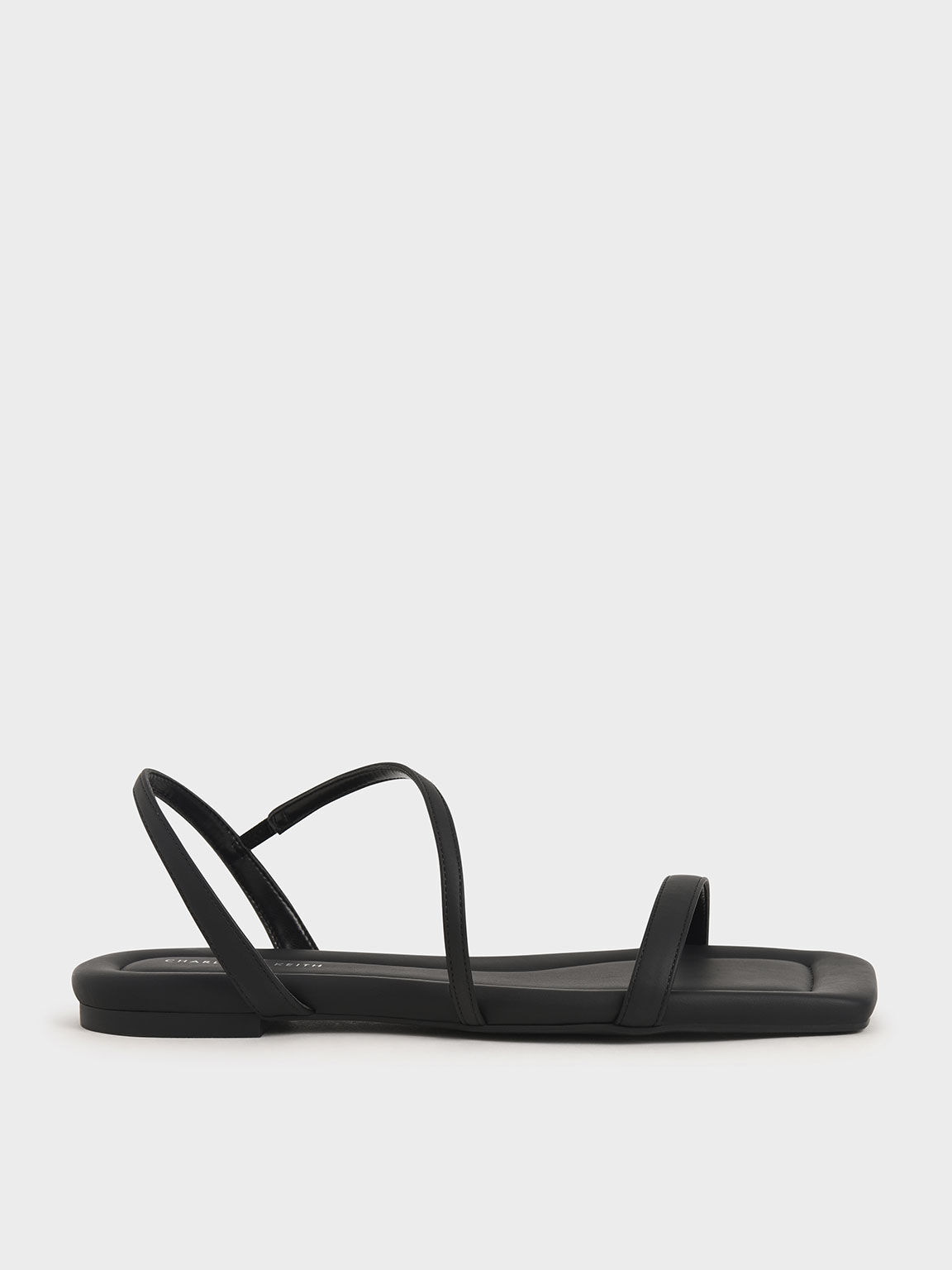 Black Strappy Flat Sandals - CHARLES & KEITH MY