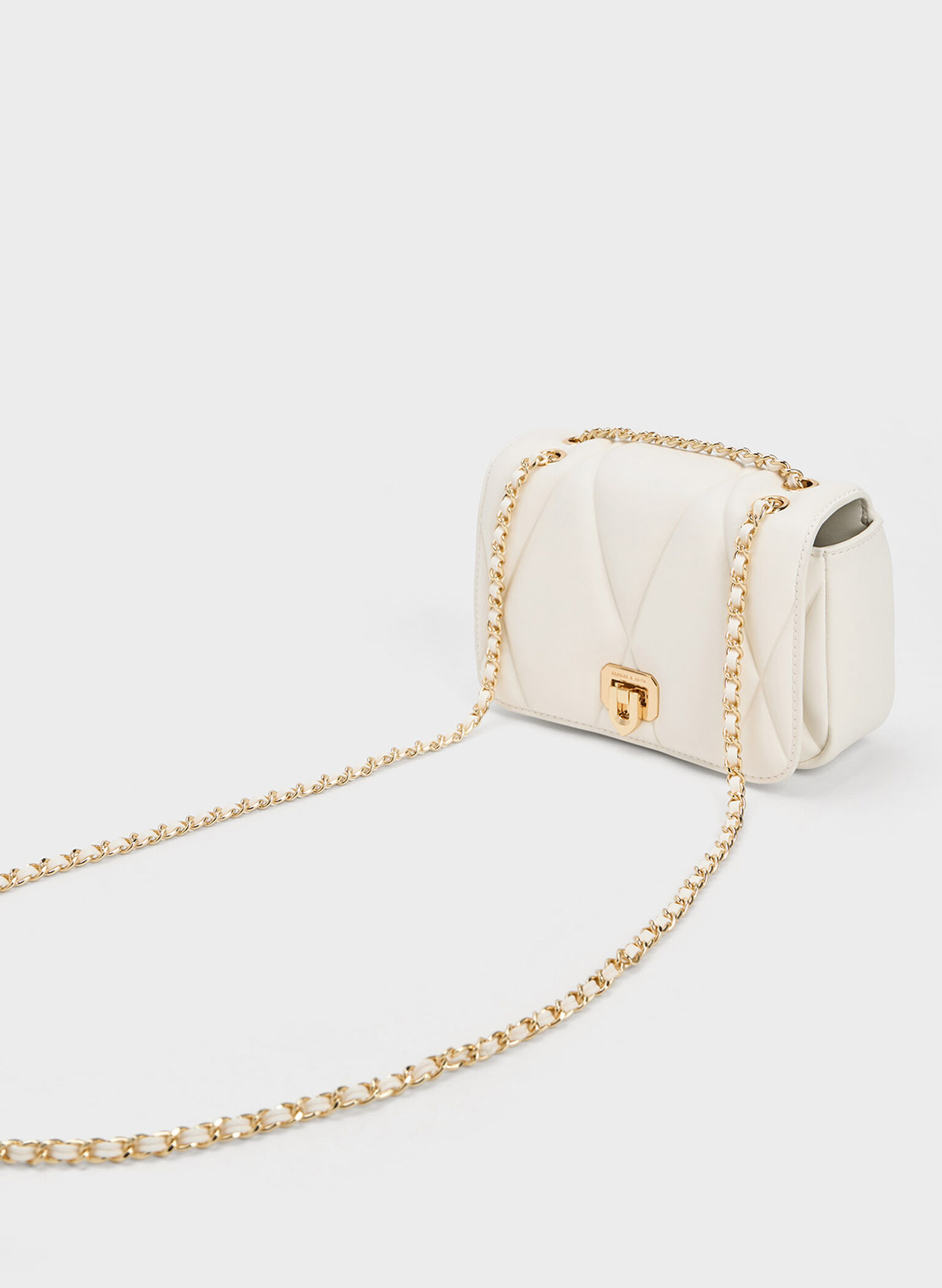 White Arwen Quilted Shoulder Bag - CHARLES & KEITH MY