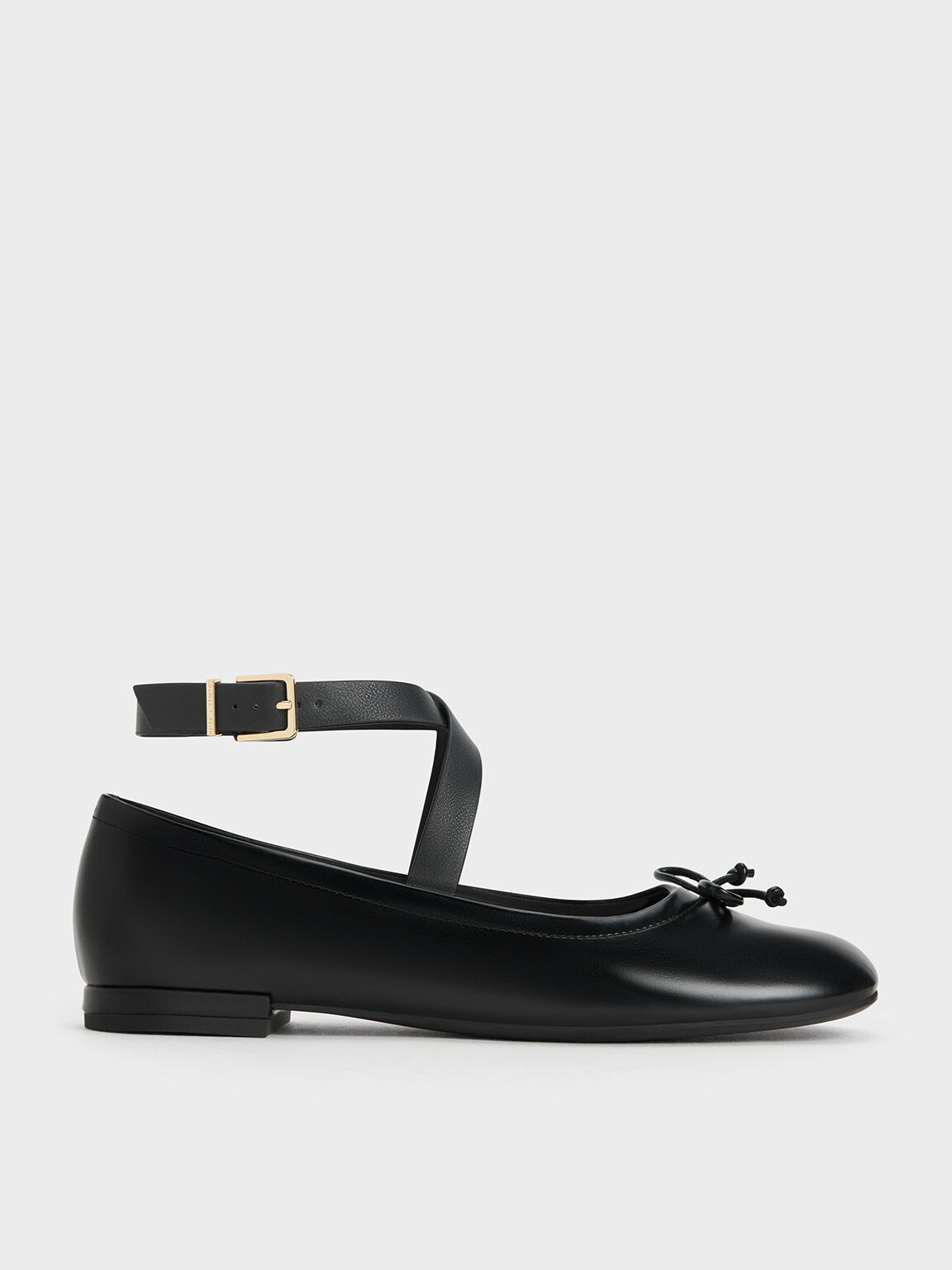 Margot Crossover Strap Ballerinas Black
