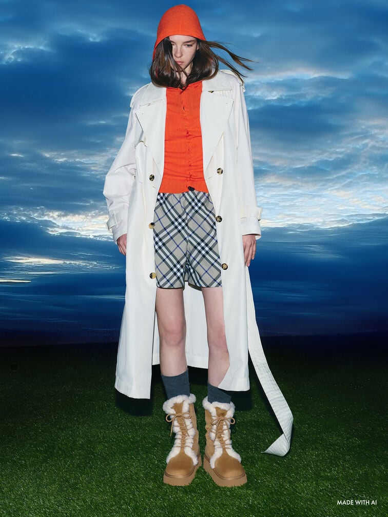 Faux Suede & Faux Fur Foldover Flatform Boots, Sand, hi-res