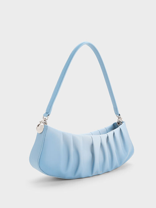 Aldora Ruched Shoulder Bag, Light Blue, hi-res