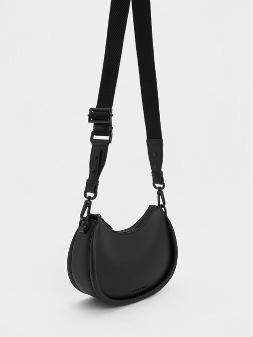 Lana Curved Shoulder Bag, Jet Black, hi-res