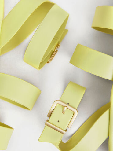 Square Toe Ankle-Strap Sandals, Yellow, hi-res