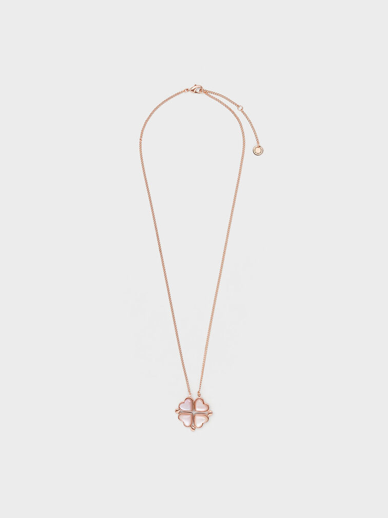 Charles & Keith - Women's Annalise Clover Heart Necklace, Rose Gold, R