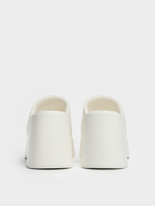 Wide-Strap Platform Wedges, White, hi-res