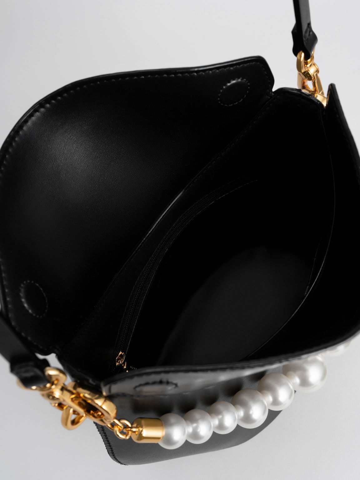 Bead-Embellished Knotted Handle Bag, Black, hi-res