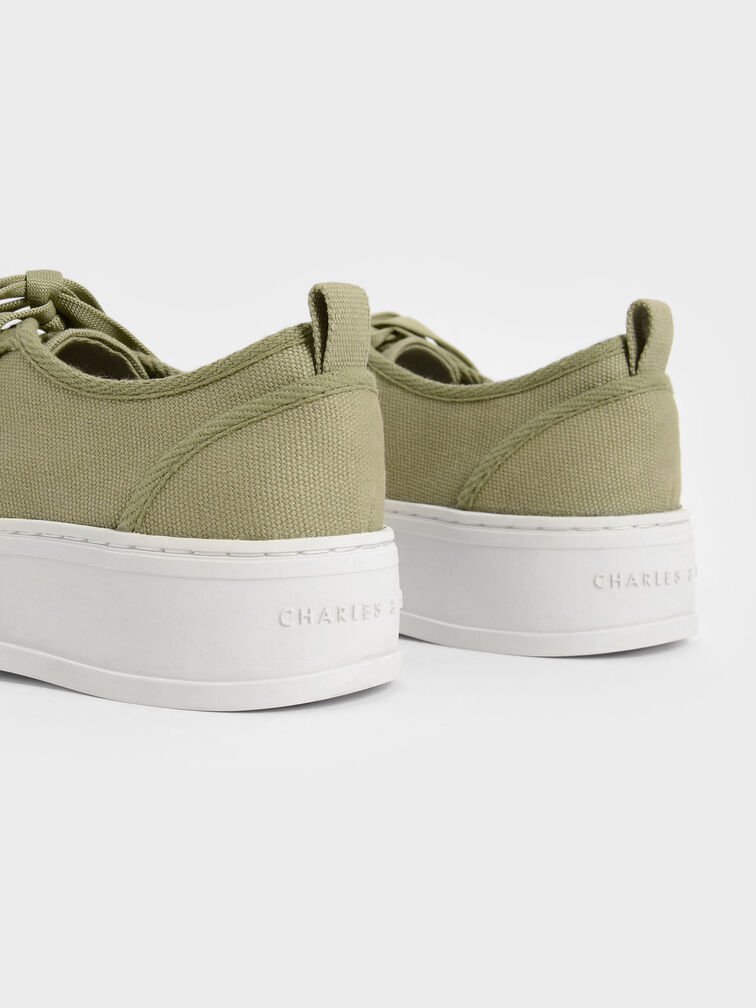 Organic Cotton Low-Top Sneakers, Green, hi-res