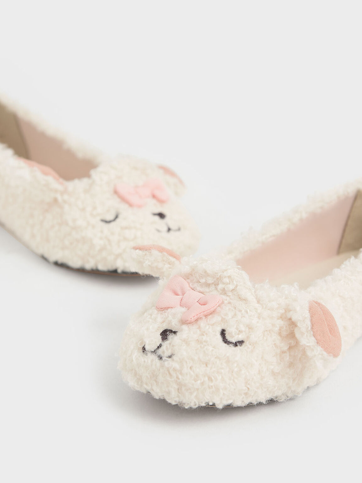 Girls&apos; Nellie The Lamb Furry Ballerina Flats, Beige, hi-res