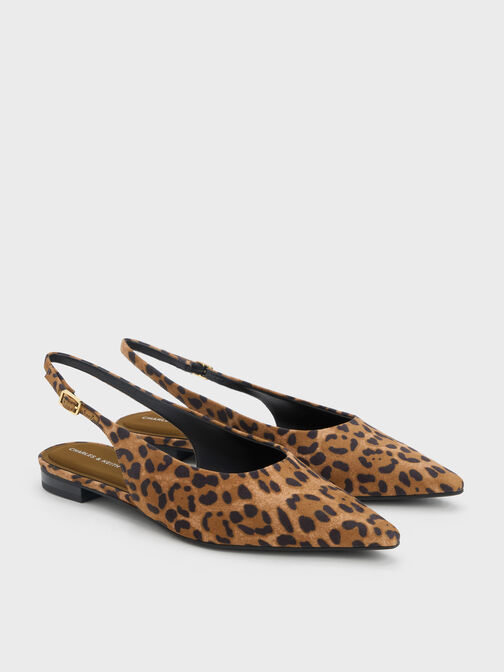 Emelia Leopard-Print Slingback Flats, Animal Print Natural, hi-res