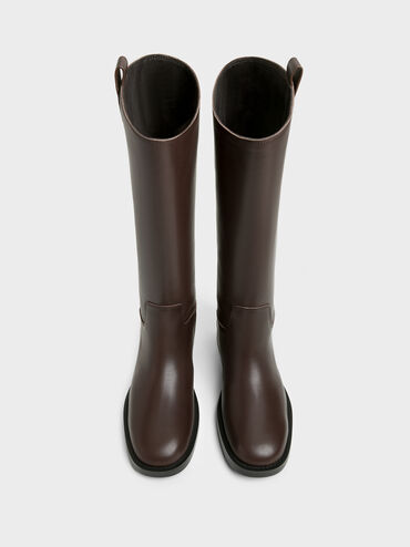 Kallie Leather Knee-High Boots, Dark Brown, hi-res