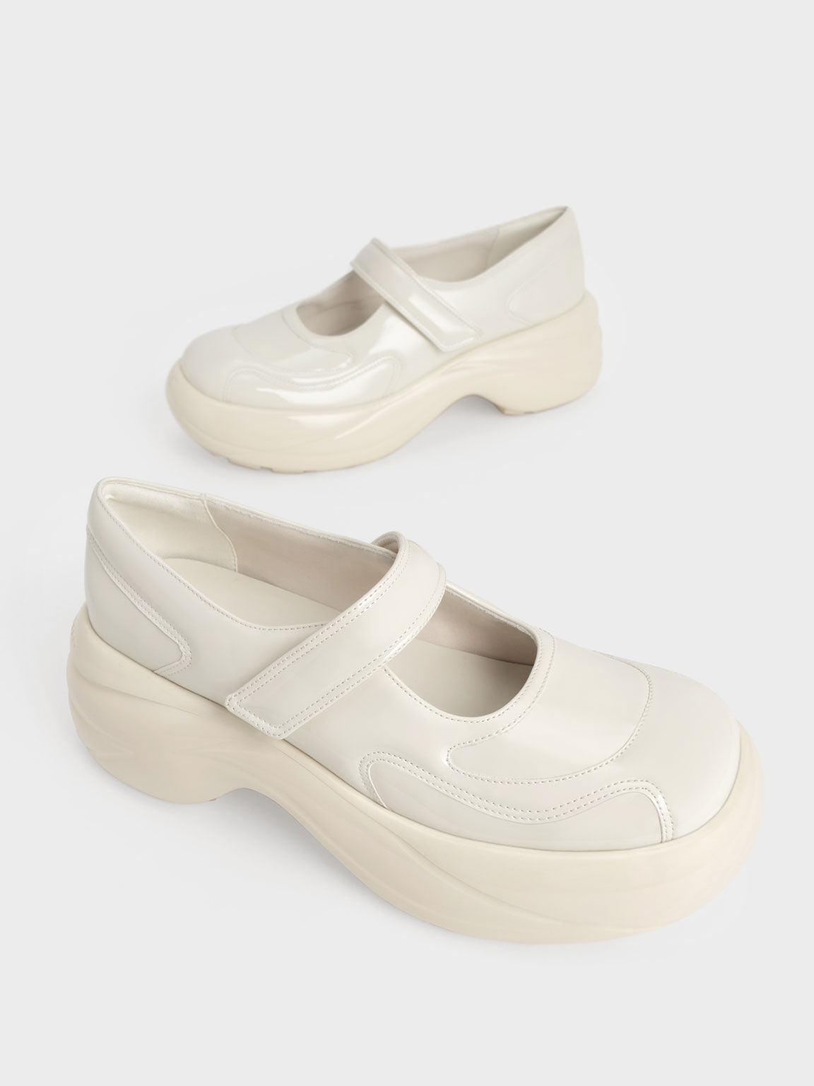 Roony Patent Mary Janes, Chalk, hi-res