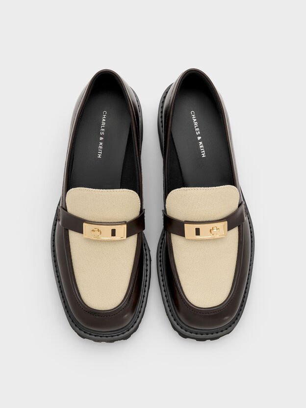 Mocasines de plataforma de lona bicolor con detalles met&aacute;licos Lando, Multicolor, hi-res